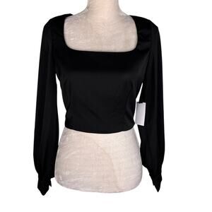 ASTR The Label Womens Shirt Blouse Black Small Cropped New